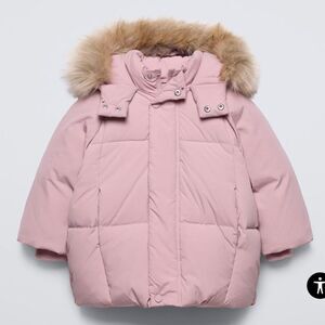 ZARA WATER REPELLENT‎ HOODED DOWN PUFFER COAT MAUVE 18-24 MONTHS New With Tags